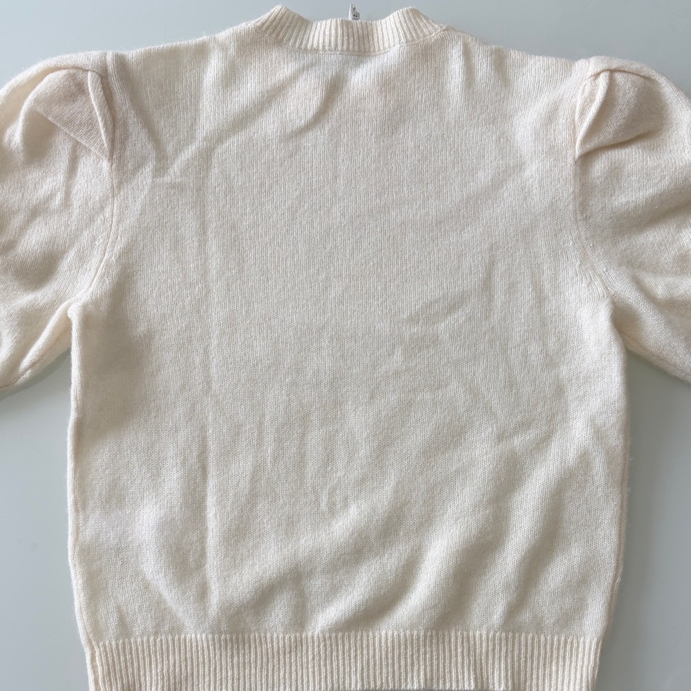 Frame Denim Cream Puff Sleeve Crewneck Sweater - Picture 6 of 7